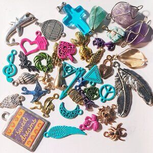 Jewelry Making Grab bag - Mixed Beads, Colorful Charms, Jewelry Making Findings